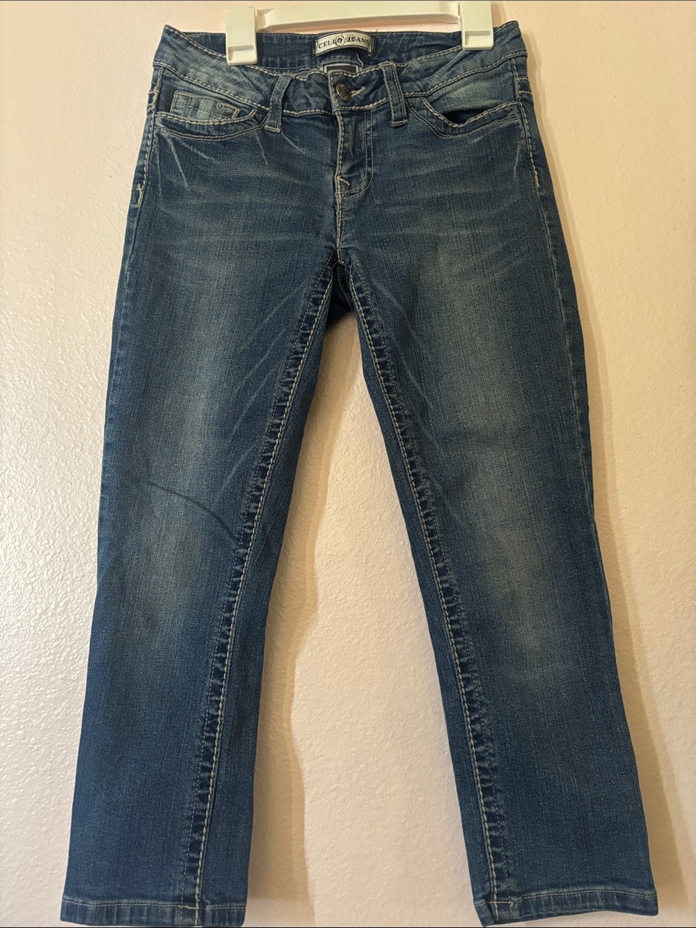 Cello Jeans Medium Wash Crop Bootcut Denim Jean Capris Size 5